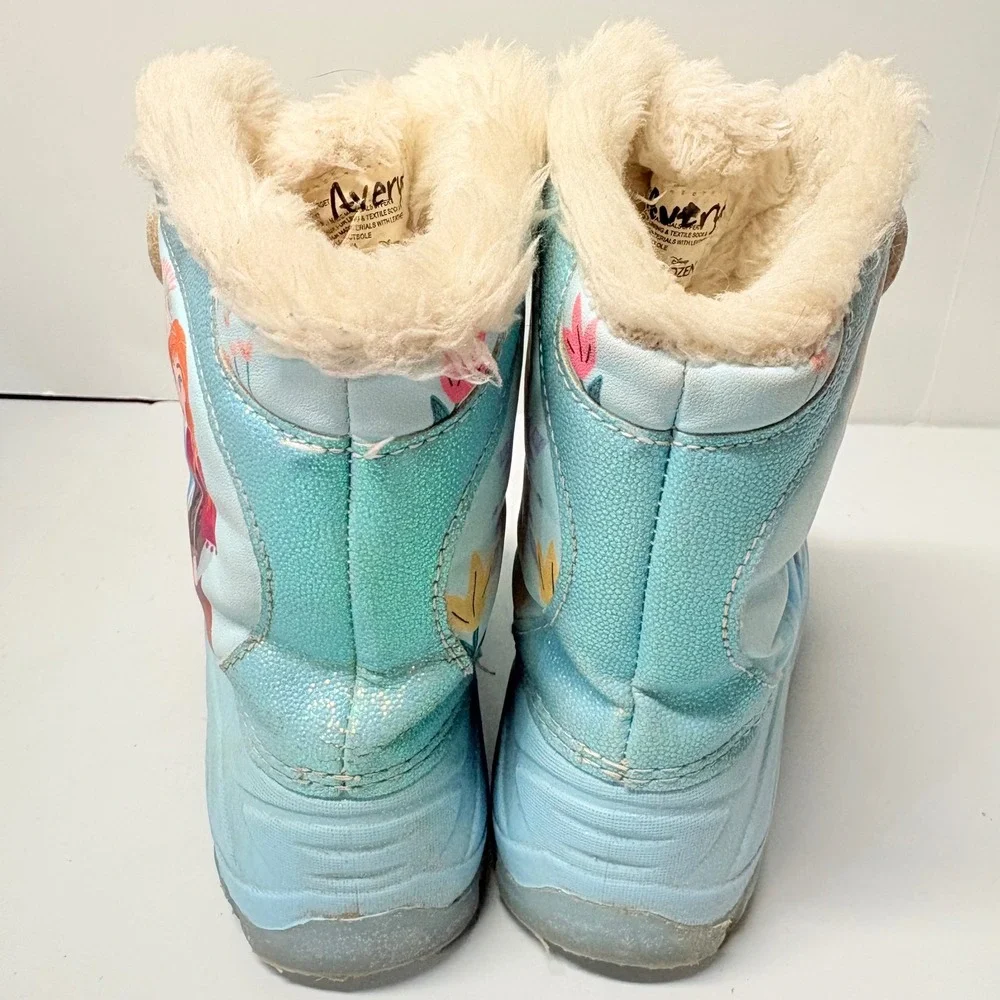 Disney Frozen Snow Boots Kids Girls Size 12 Light Blue Light Up Elsa Anna Winter